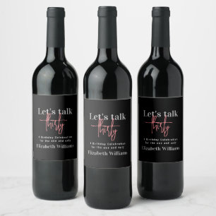Etiqueta Para Botella De Vino Black Pink Hablemos Cumpleaños Treinta Fiesta