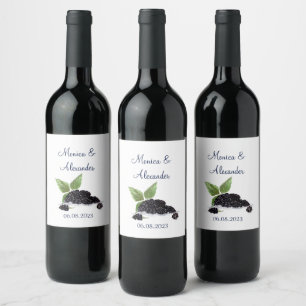 Etiqueta Para Botella De Vino Blackberry Blackberries Fruits Boda de verano