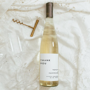 Etiqueta Para Botella De Vino Blanco Moderno Agradecimiento de Boda en Negrita