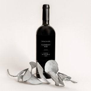 Etiqueta Para Botella De Vino Blanco y negro moderno y mínimo