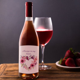 Etiqueta Para Botella De Vino Blooms de amor | Corazón floral | EL DÍA DE SAN VA