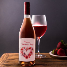 Etiqueta Para Botella De Vino Blooms de amor | Floral | Feliz Día de San Valentí