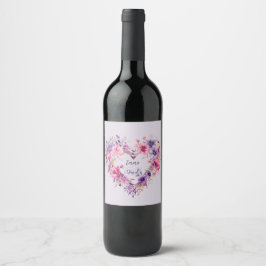 Etiqueta Para Botella De Vino Blooms de amor | Nombres personalizados |
