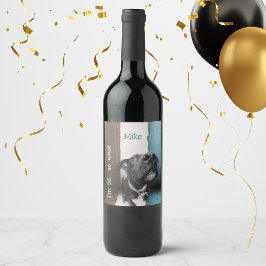 Etiqueta Para Botella De Vino Blue Brown Gracioso 50° Perro cerrar