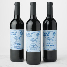 Etiqueta Para Botella De Vino Blue Disco Rodeo Cowgirl Bachelorette Weekend
