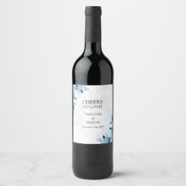Etiqueta Para Botella De Vino Blue Elegant flower summer wedding