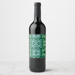 Etiqueta Para Botella De Vino Blue gr Nieve flakes patrón de nieve Navidad