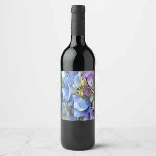 Etiqueta Para Botella De Vino Blue Hydrangea Shrub Bossom artístico