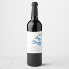 Etiqueta Para Botella De Vino Blue Little Flow Boy Baby Shower