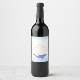 Etiqueta Para Botella De Vino Blue Minimalista Boho Ocean Dolphin Baby Shower
