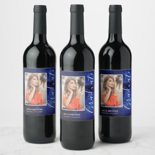 Etiqueta Para Botella De Vino Blue Nebula Personalized Photo Graduación