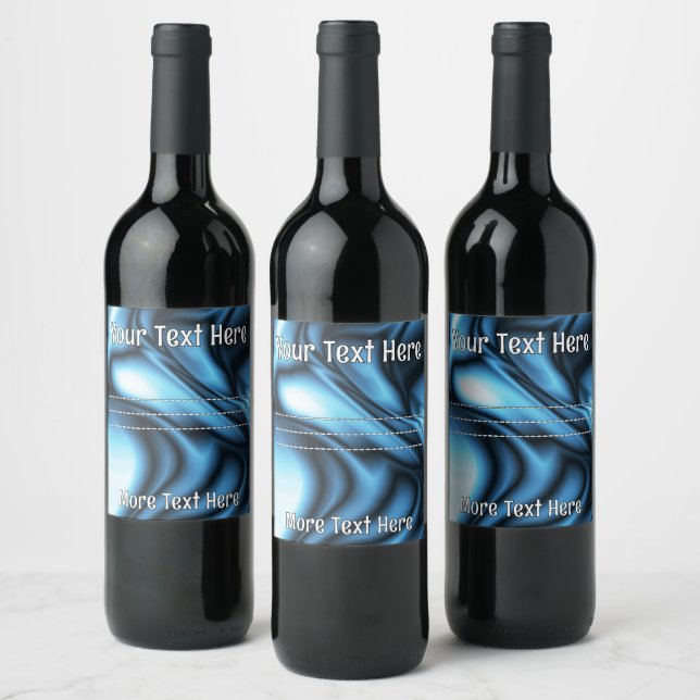 Etiqueta Para Botella De Vino Blue Silk wave (Botellas)