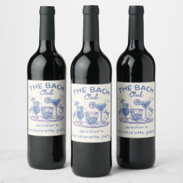 Etiqueta Para Botella De Vino Blue Whimsical Beach Coctail Bachelorette Party