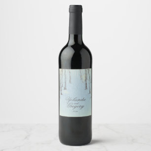 Etiqueta Para Botella De Vino Blue Winter Woods