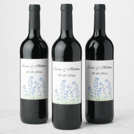 Etiqueta Para Botella De Vino Bluebells Floral Azul Boda de la naturaleza acuare