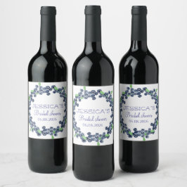 Etiqueta Para Botella De Vino Blueberries Fruits Blueberry Bridal Shower Fiesta
