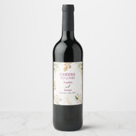 Etiqueta Para Botella De Vino Blush Floral Gold Geometric wedding