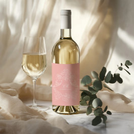 Etiqueta Para Botella De Vino Blush Rosa Crest Monograma Victoriano