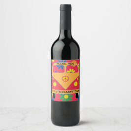 Etiqueta Para Botella De Vino BM Bar Bat Mitzvah Flores Hippie