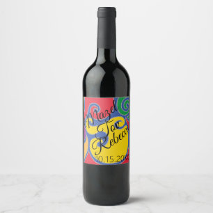Etiqueta Para Botella De Vino BM Bar Bat Mitzvah Silvery Swirls