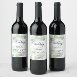 Etiqueta Para Botella De Vino Boda abstracta geométrica de vegetación orgánica