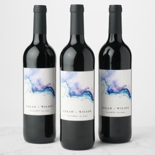 Etiqueta Para Botella De Vino Boda acuarela minimalista de playa de mar costera