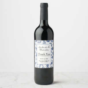 Etiqueta Para Botella De Vino Boda Acuarela Moderna de Playa Costera Azul