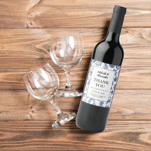 Etiqueta Para Botella De Vino Boda Acuarela Moderna de Playa Costera Azul