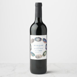 Etiqueta Para Botella De Vino Boda acuática colorida de la cubierta de Abalone