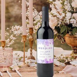 Etiqueta Para Botella De Vino Boda artístico moderno de color rosa y morado