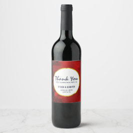 Etiqueta Para Botella De Vino Boda artístico moderno negro y rojo