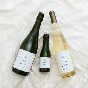 Etiqueta Para Botella De Vino Boda azul caprichoso