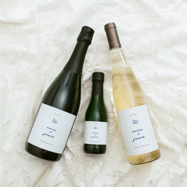 Etiqueta Para Botella De Vino Boda azul caprichoso (Subido por el creador)