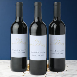 Etiqueta Para Botella De Vino Boda azul opulento