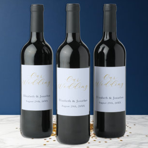 Etiqueta Para Botella De Vino Boda azul opulento