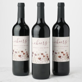 Etiqueta Para Botella De Vino Boda Beige de Fall Wildflower Field