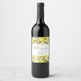 Etiqueta Para Botella De Vino Boda blanco de color limón Garden