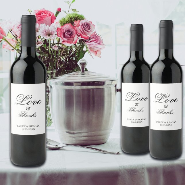 Etiqueta Para Botella De Vino Boda blanco y negro mínimo (Subido por el creador)