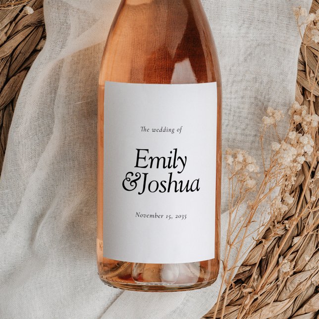 Etiqueta Para Botella De Vino Boda blanco y negro moderno (Subido por el creador)