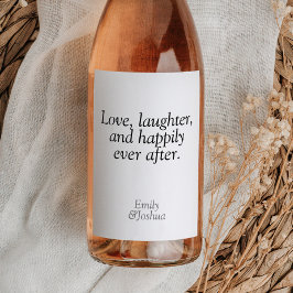 Etiqueta Para Botella De Vino Boda blanco y negro moderno cita a la risa amorosa