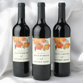 Etiqueta Para Botella De Vino Boda boho abstracta y desenfadada en jardín naranj