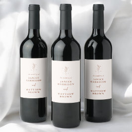 Etiqueta Para Botella De Vino Boda Boho de Terracota Mínima Naranja Quemada