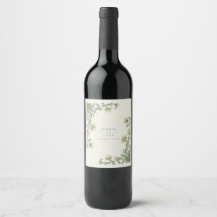 Etiqueta Para Botella De Vino Boda Botánica Art Nouveau Sage