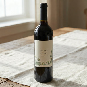 Etiqueta Para Botella De Vino Boda Botánica de estilo vintage Art Nouveau