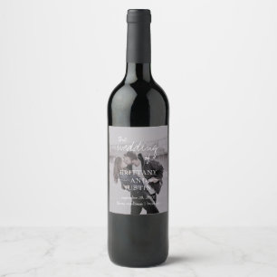 Etiqueta Para Botella De Vino Boda Británico de fotografía moderna de caligrafía