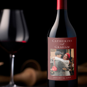 Etiqueta Para Botella De Vino Boda Burgundy Chic Foto Personalizada