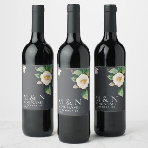 Etiqueta Para Botella De Vino Boda Camellia Japonés Blanco minimalista