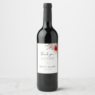 Etiqueta Para Botella De Vino Boda Campestre en el País de la Rosa Rústica
