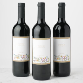 Etiqueta Para Botella De Vino Boda caprichosa con acuarela