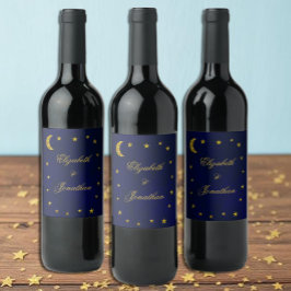 Etiqueta Para Botella De Vino Boda Celestial Nocturno